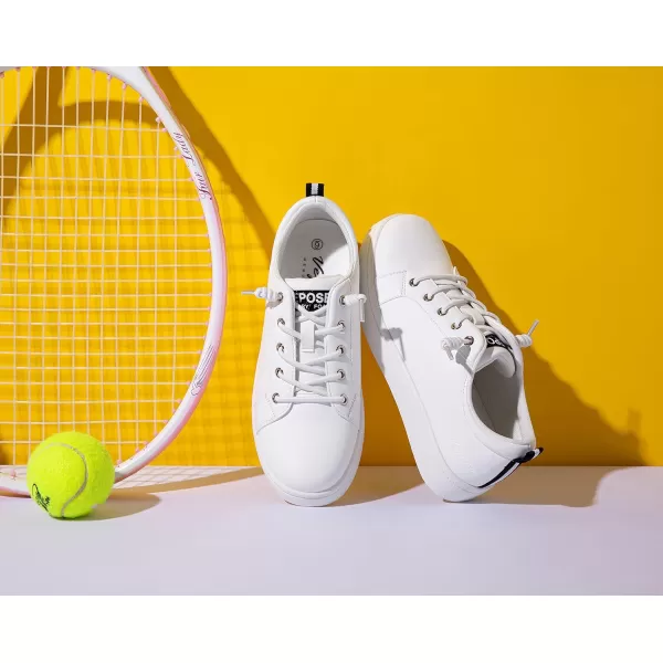 Vepose Womens 8003 Fashion Lace Up Comfortable Casual Tennis SneakersSport Casual8005white