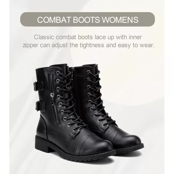 Vepose Womens 928 Military Combat Boots Mid Calf Bootswith Card Knife Wallet PocketAhigh Combat929black