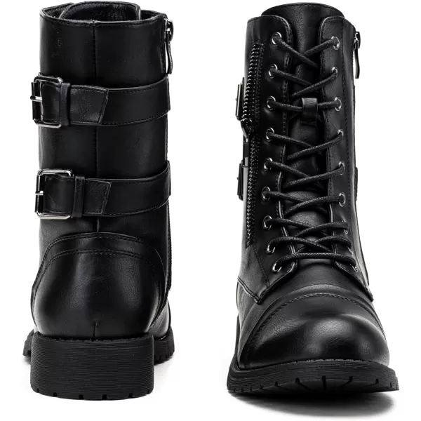 Vepose Womens 928 Military Combat Boots Mid Calf Bootswith Card Knife Wallet PocketHigh Combat929black