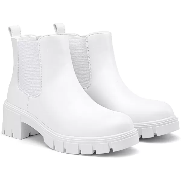 Vepose Womens 936 Lug Sole Platform Chelsea Ankle Boots Combat Fall BootiesClassic936allwhite