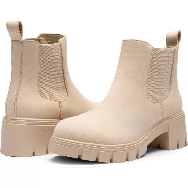 Vepose Womens 936 Lug Sole Platform Chelsea Ankle Boots Combat Fall BootiesClassic936beige