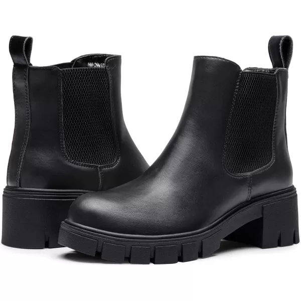 Vepose Womens 936 Lug Sole Platform Chelsea Ankle Boots Combat Fall BootiesClassic936black