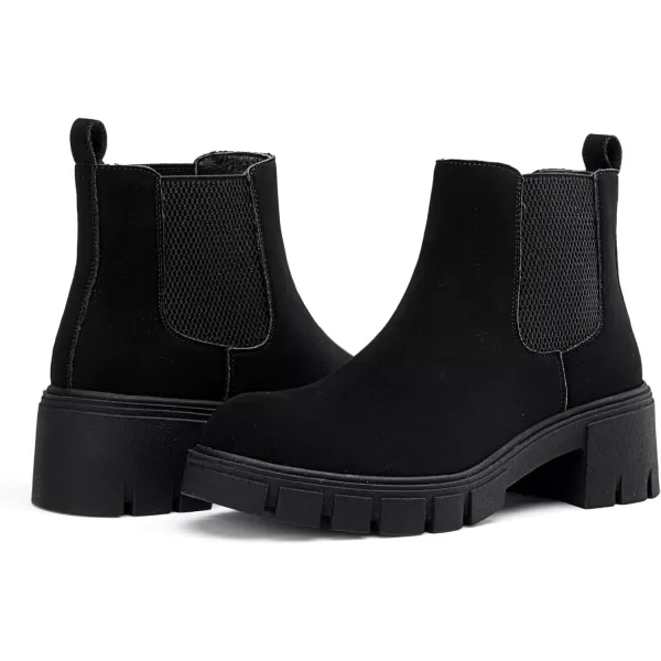 Vepose Womens 936 Lug Sole Platform Chelsea Ankle Boots Combat Fall BootiesClassic936blacknubuck