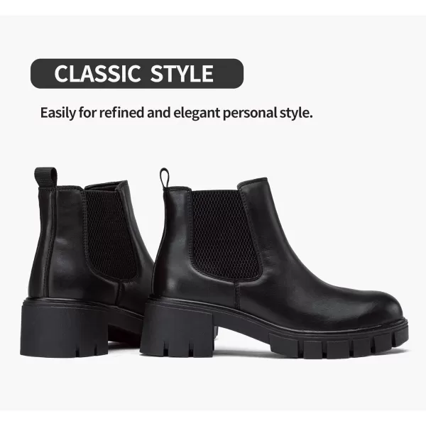 Vepose Womens 936 Lug Sole Platform Chelsea Ankle Boots Combat Fall BootiesClassic936lblack