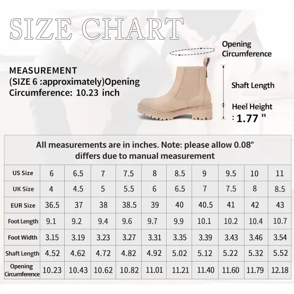 Vepose Womens 9608 Chelsea Lug Sole Casual Outdoor Boots Ankle BootiesLug Sole Boots9608beige