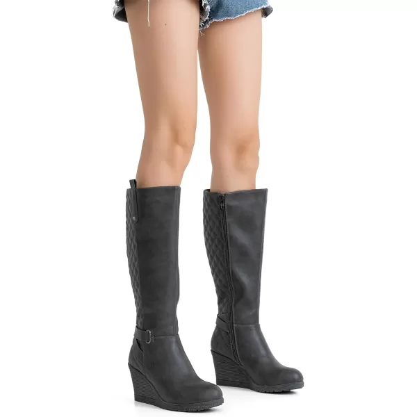 Vepose Womens 9652  Knee High Boots  Wedge Calf Boot with Side ZipperWedge Knee Boots9652grey