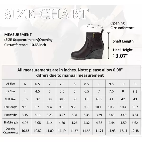 Vepose Womens 9679 Wedge Ankle Boots Classic Ankle Wedge Booties 3 Inches Heel with Side Zipper for LadyWedge Ankle Boots9679 Brown