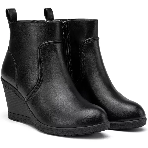 Vepose Womens 9679 Wedge Ankle Boots Classic Ankle Wedge Booties 3 Inches Heel with Side Zipper for LadyWedge Ankle Boots9679black