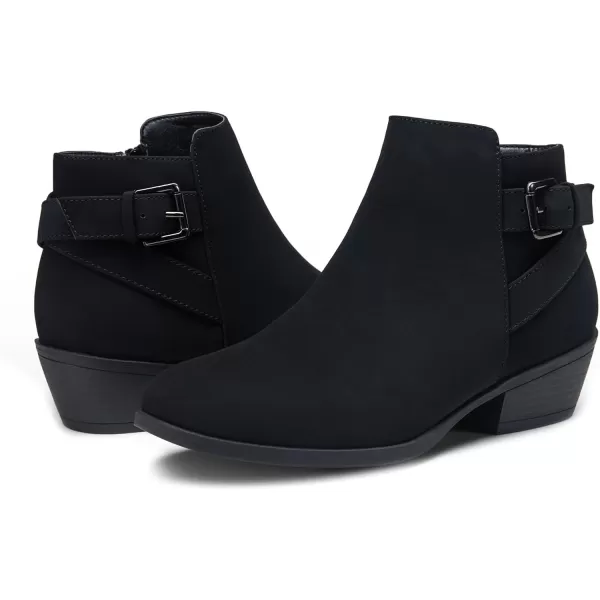 Vepose Womens Ankle Boots Low Heels Chunky Cutout BootiesPerforated Western ShoesElegant911black Nubuck