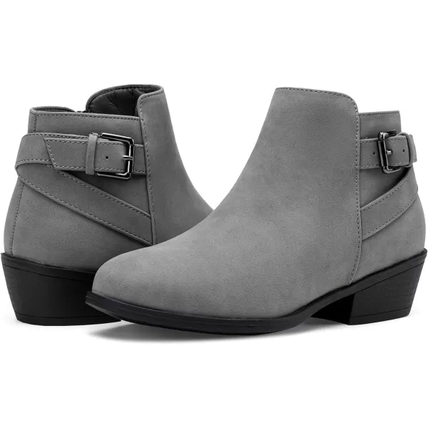 Vepose Womens Ankle Boots Low Heels Chunky Cutout BootiesPerforated Western ShoesElegant911grey