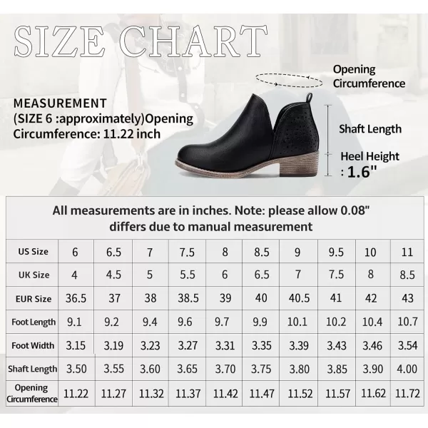 Vepose Womens Ankle Boots Low Heels Chunky Cutout BootiesPerforated Western ShoesPerforated912black Pu