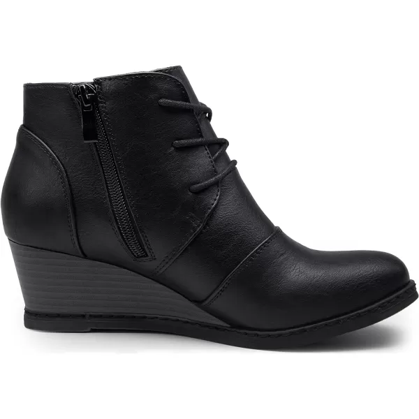 Vepose Womens Ankle Boots Wedge Heel Booties Casual Shoes for WomenWedge Boots938black