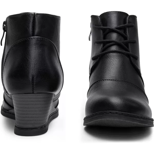 Vepose Womens Ankle Boots Wedge Heel Booties Casual Shoes for WomenWedge Boots938black