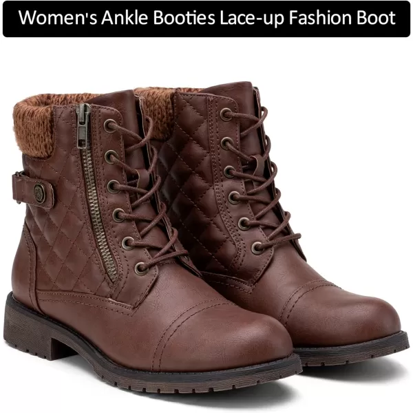 Vepose Womens Fashion Ankle Booties Combat Ankle BootsCombat927cognac