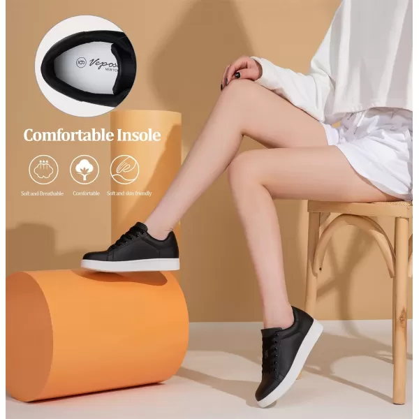 Vepose Womens Fashion Sneakers Casual Shoes Comfortable Dress Sneaker 20Laces Sneakers8002black
