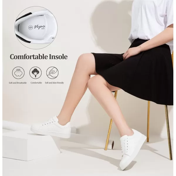 Vepose Womens Fashion Sneakers Casual Shoes Comfortable Dress Sneaker 20Laces Sneakers8002white