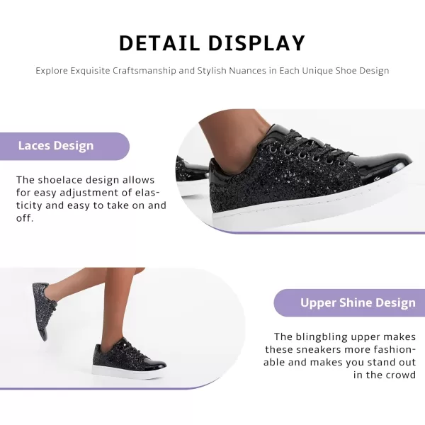 Vepose Womens Fashion Sneakers Casual Shoes Comfortable Dress Sneaker 20Sneakers Bling8002gblack Glitter