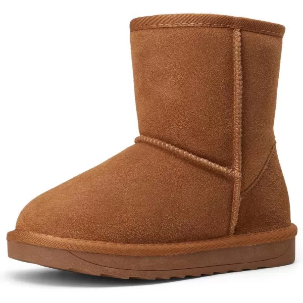 Vepose Boys Girls Snow Boots Cow Suede Leather Warm Classic Booties for Toddler Little Big KidsChild Booties827brown