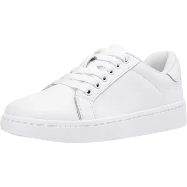 Vepose Womens 8003 Fashion Lace Up Comfortable Casual Tennis SneakersLeather Sneakerswhite