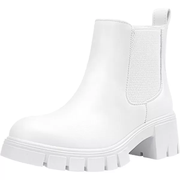 Vepose Womens 936 Lug Sole Platform Chelsea Ankle Boots Combat Fall BootiesClassic936allwhite