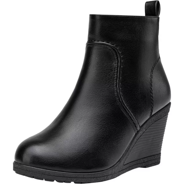 Vepose Womens 9679 Wedge Ankle Boots Classic Ankle Wedge Booties 3 Inches Heel with Side Zipper for LadyWedge Ankle Boots9679black