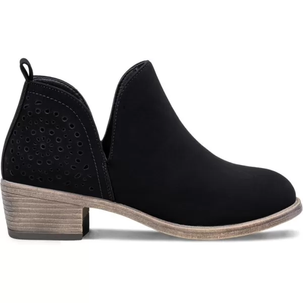 Vepose Womens Ankle Boots Low Heels Chunky Cutout BootiesPerforated Western ShoesPerforated912black Nubuck