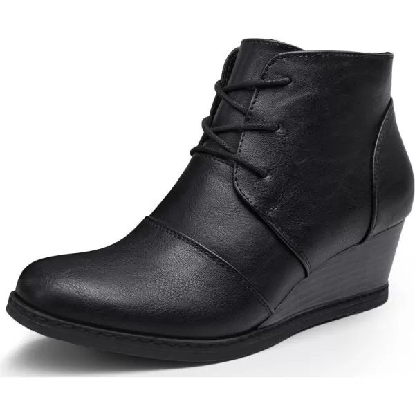 Vepose Womens Ankle Boots Wedge Heel Booties Casual Shoes for WomenWedge Boots938black