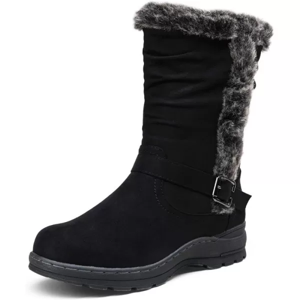 Vepose Womens Mid Calf Boots Suede Slouch Snow Booties Shoes Outdoor960 Black