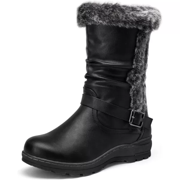 Vepose Womens Mid Calf Boots Suede Slouch Snow Booties Shoes OutdoorMid Calf960black Pu