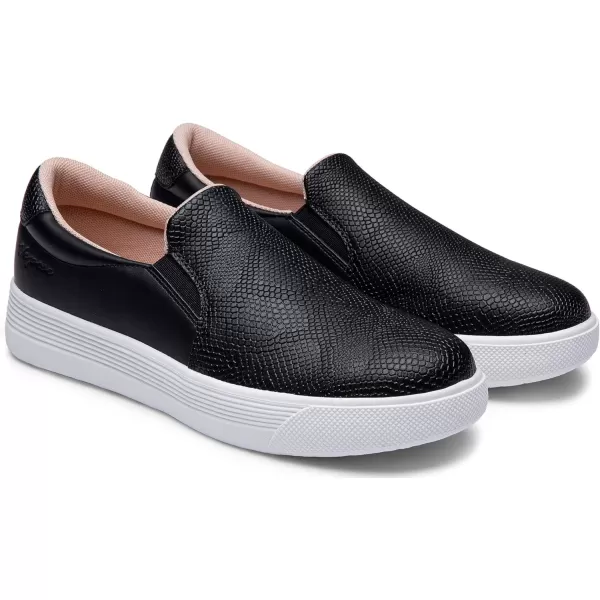 Vepose 8008 Slip on Sneakers Women Fashion Sneakers Comfortable Casual Loafers Shoes with Memory FoamSlip on Sneaker8008black Embossed