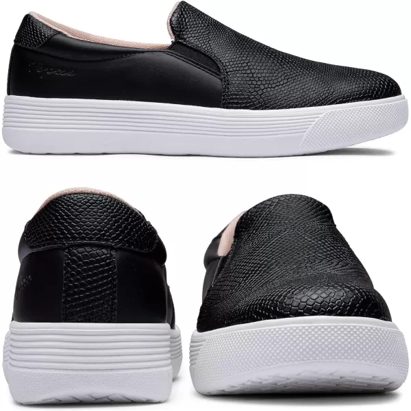 Vepose 8008 Slip on Sneakers Women Fashion Sneakers Comfortable Casual Loafers Shoes with Memory FoamSlip on Sneaker8008black Embossed