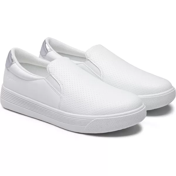 Vepose 8008 Slip on Sneakers Women Fashion Sneakers Comfortable Casual Loafers Shoes with Memory FoamSlip on Sneaker8008whiteSilver Perforated