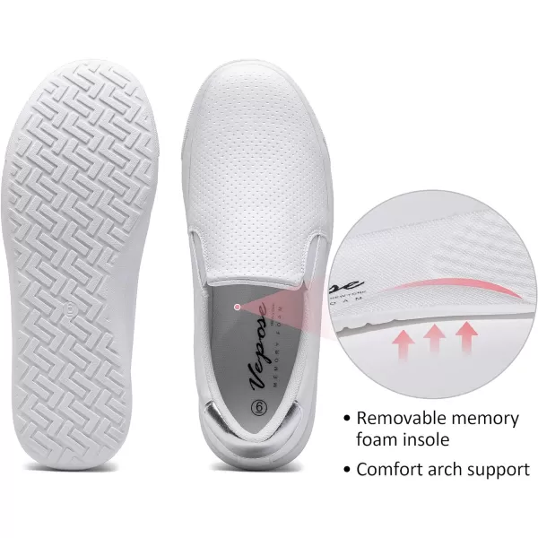 Vepose 8008 Slip on Sneakers Women Fashion Sneakers Comfortable Casual Loafers Shoes with Memory FoamSlip on Sneaker8008whiteSilver Perforated