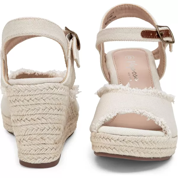 Vepose Womens 80 Espadrilles Wedge Sandals  Peep Toe High Heel Platform SandalsAnkle BuckleHigh Wedge880beige