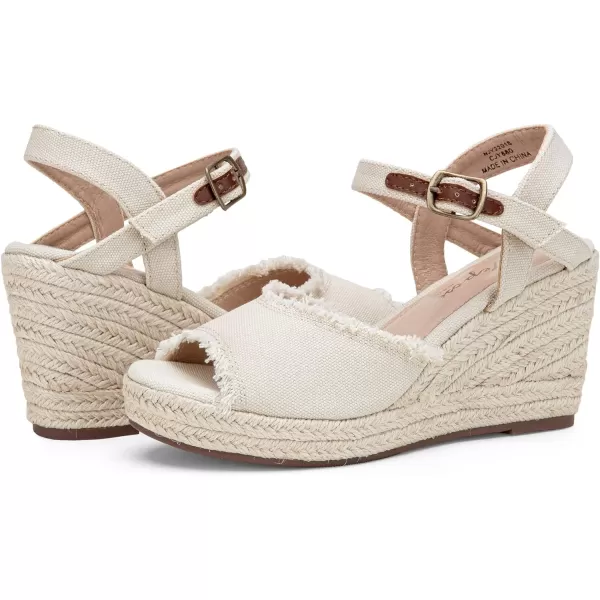 Vepose Womens 80 Espadrilles Wedge Sandals  Peep Toe High Heel Platform SandalsAnkle BuckleHigh Wedge880beige