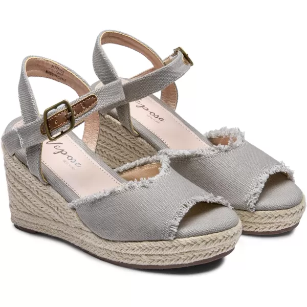 Vepose Womens 80 Espadrilles Wedge Sandals  Peep Toe High Heel Platform SandalsAnkle BuckleHigh Wedge880grey