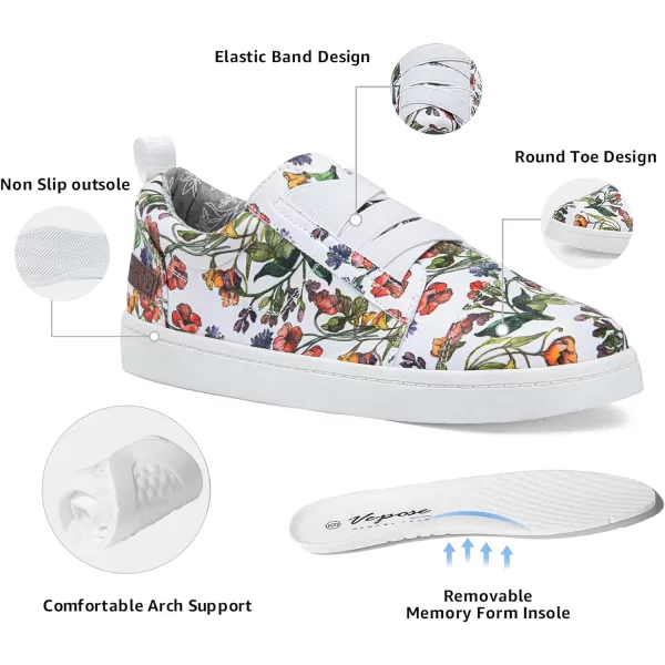 Vepose Womens 8006 Fashion Sneakers Walking Comfortable Shoes Slip on Casual SneakerComfy Sneakers8006flower