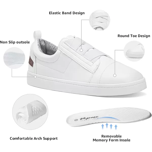 Vepose Womens 8006 Fashion Sneakers Walking Comfortable Shoes Slip on Casual SneakerComfy Sneakers8006white