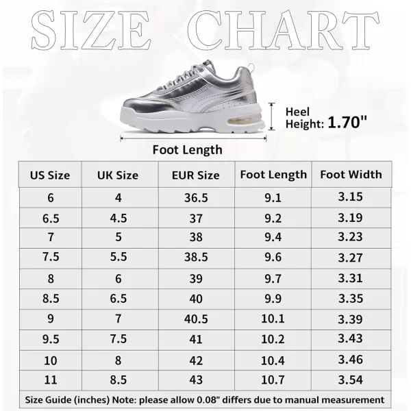 Vepose Womens 8019 Fashion Sneakers Air Cushion Laceup Walking SneakersMemory Foam Running ShoesComfort Sneaker8019silver