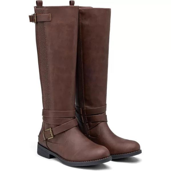 Vepose Womens 952 Stretch Riding Retro Fashion Knee High BootsRiding Retro952coffeeDark Brown