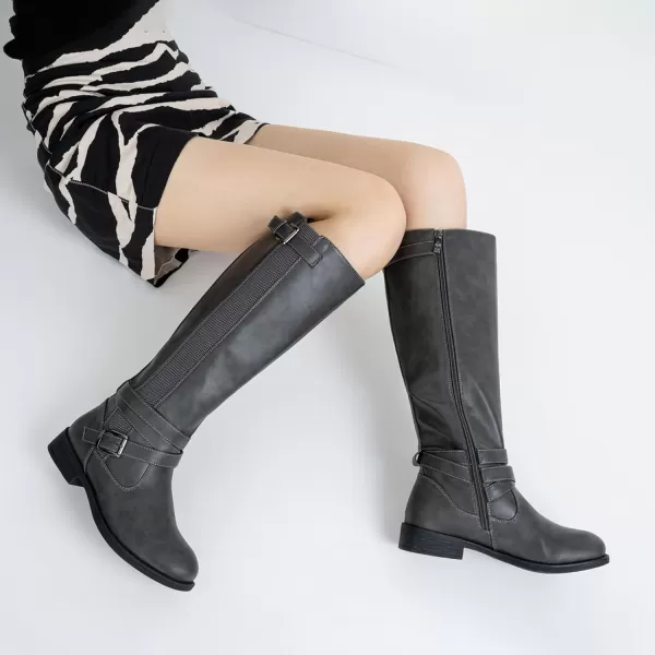 Vepose Womens 952 Stretch Riding Retro Fashion Knee High BootsRiding Retro952grey