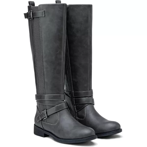 Vepose Womens 952 Stretch Riding Retro Fashion Knee High BootsRiding Retro952grey