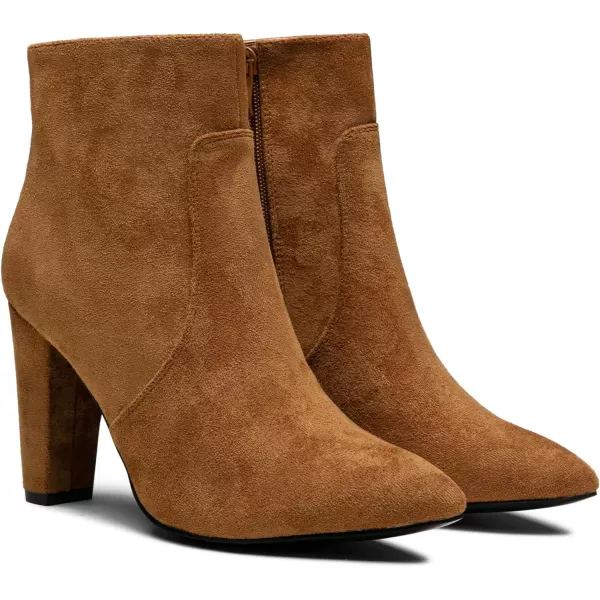 Vepose Womens 9633 Ankle Boots Fashion Stiletto High Heel Booties Dress Point Toe BootDress Boots9633camel Suede