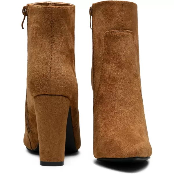 Vepose Womens 9633 Ankle Boots Fashion Stiletto High Heel Booties Dress Point Toe BootDress Boots9633camel Suede