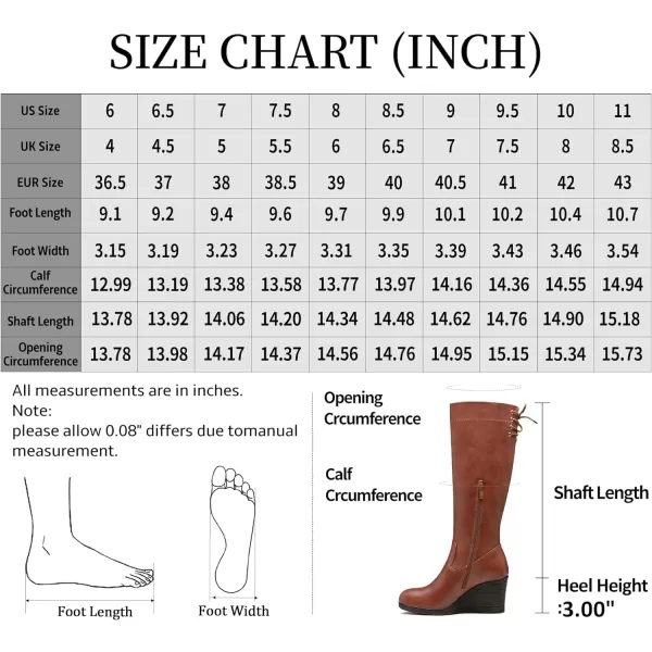 Vepose Womens 9651 Knee High Boots Fashion Wedge Heel Calf Boot for WomenPlatform Boots9651brown