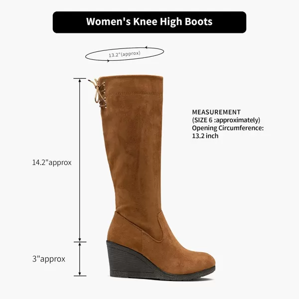 Vepose Womens 9651 Knee High Boots Fashion Wedge Heel Calf Boot for WomenPlatform Boots9651camelsuede