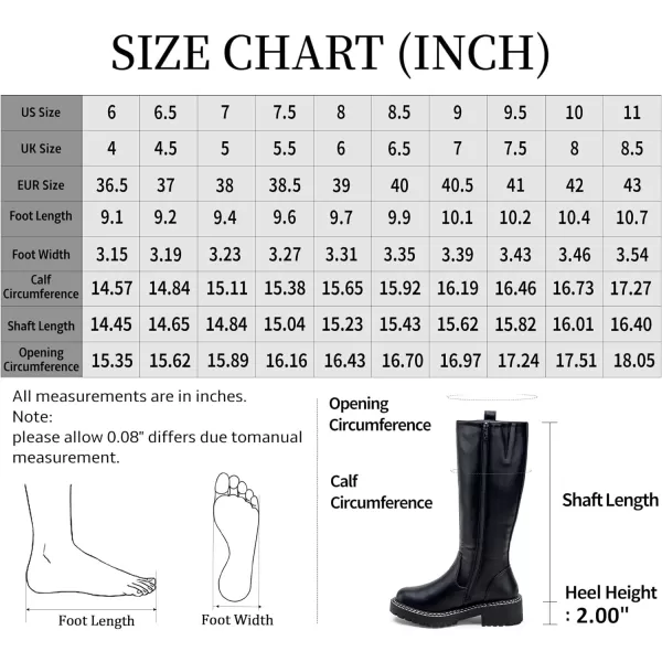 Vepose Womens 9658 Knee High Boots Low Heel Platform Tall Boots with Side Zipper for LadiesPlatform Boots9658black