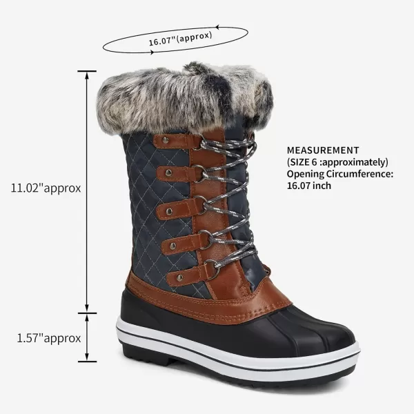 Vepose Womens 970A971A Mid Calf BootsWaterproof Insulated Snow Tall Boots Laces Warm Fur ShoesInsulated Boots971ablackGrey