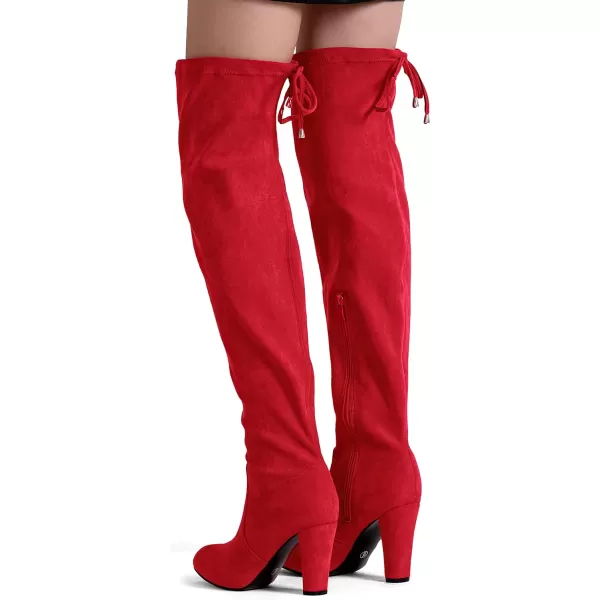 Vepose Womens 994 Fashion Suede High Chunky Heel Over The Knee High Boots with ZipperKnee High994red