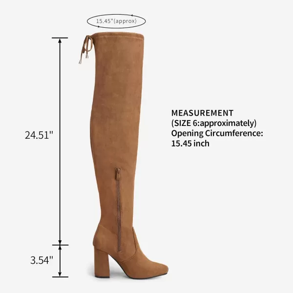 Vepose Womens 995 Over The Knee High Stylish Long 354Inch Square Toe Block Heel BootsSquare Toe 995camel